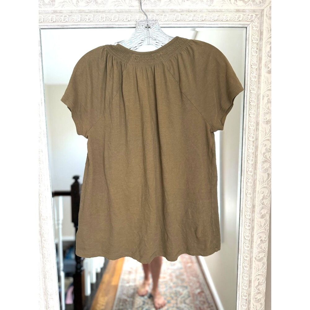 Boho Lauren Ralph Lauren Olive Peasant Top, Minimalist, Quiet Luxury, festival - Picture 5 of 5